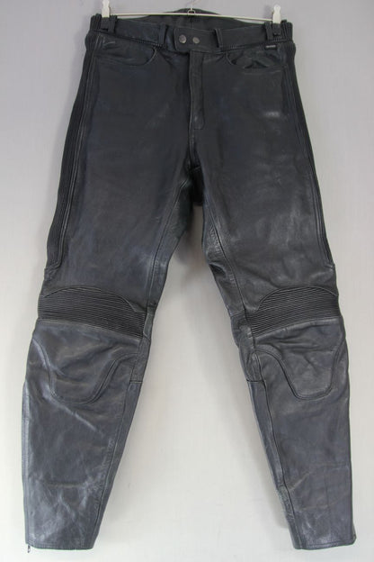 BIKO CLASSIC BLACK LEATHER BIKER TROUSERS WAIST 32 INCHES/INSIDE LEG 30.5 INCHES