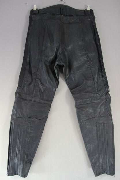 BIKO CLASSIC BLACK LEATHER BIKER TROUSERS WAIST 32 INCHES/INSIDE LEG 30.5 INCHES