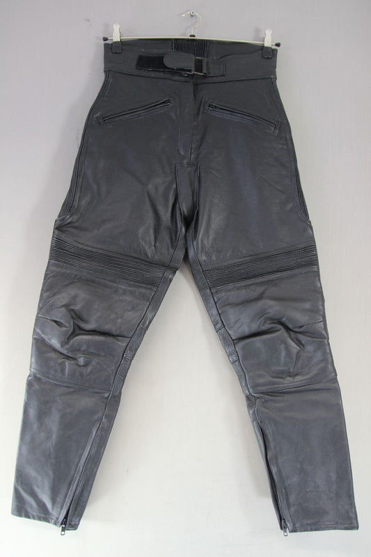 PROTO CLASSIC BLACK COWHIDE LEATHER BIKER TROUSERS SIZE 14 WAIST 30 IN/LEG 28 IN