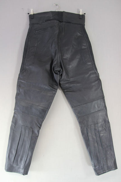 PROTO CLASSIC BLACK COWHIDE LEATHER BIKER TROUSERS SIZE 14 WAIST 30 IN/LEG 28 IN