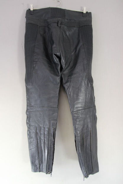 WEISE CLASSIC COLLECTION BLACK LEATHER BIKER TROUSERS: WAIST 32/INSIDE LEG 30 IN