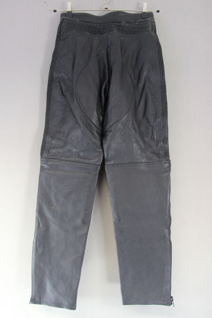 APACHE LEATHERS APOLLO BLACK BIKER TROUSERS SIZE 12/WAIST 26 IN/INSIDE LEG 28 IN