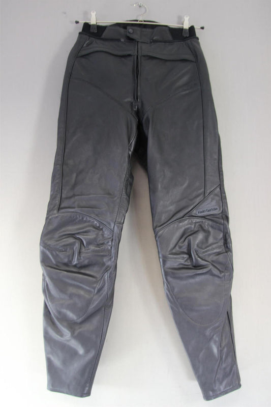 BRITISH MADE HEIN GERICKE BLACK LEATHER BIKER TROUSERS SIZE 14 WAIST 28"/LEG 31"