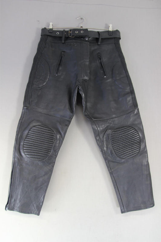 BUFFALO BLACK LEATHER BIKER TROUSERS SIZE 14 32-34 INCH WAIST / 27 INCH LEG