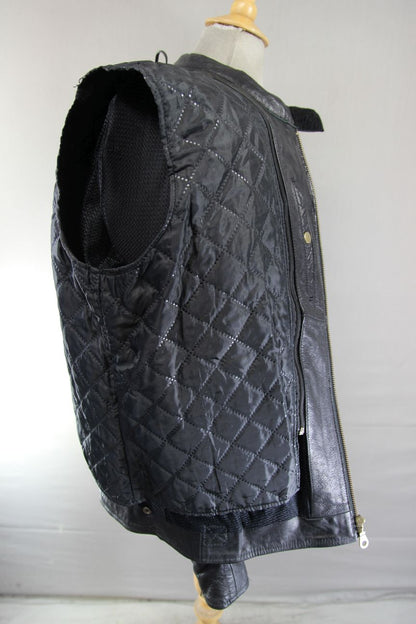 BIKERS GEAR BLACK LEATHER JACKET WITH CE ARMOUR & THERMAL LINING: 42-44 INCH