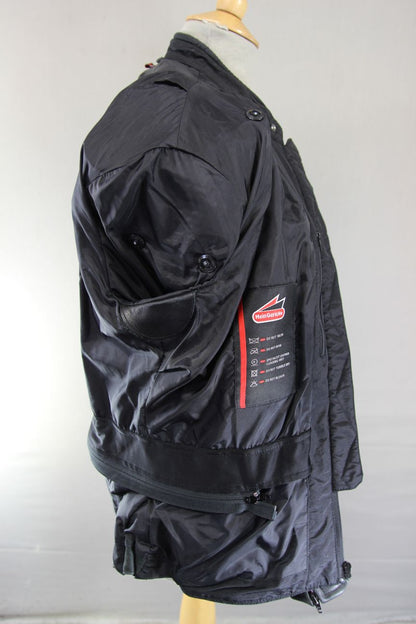HEIN GERICKE BLACK LEATHER & SUEDE BIKER JACKET WITH REMOVABLE CE ARMOUR SIZE 16