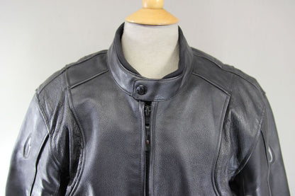 RICHA TG-1 BLACK LEATHER BIKER JACKET WITH CE ARMOUR & REISSA MEMBRANE 46 INCH