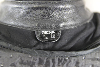 RICHA TG-1 BLACK LEATHER BIKER JACKET WITH CE ARMOUR & REISSA MEMBRANE 46 INCH