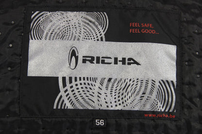 RICHA TG-1 BLACK LEATHER BIKER JACKET WITH CE ARMOUR & REISSA MEMBRANE 46 INCH