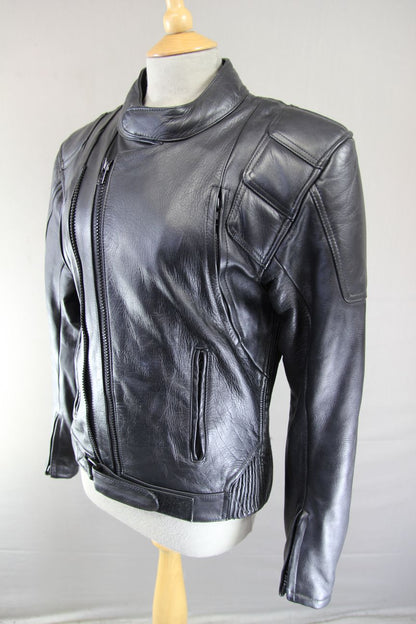 ASHY AMX PRIME HIDE LEATHER BIKER JACKET+BACK/SHOULDER/ELBOW PROTECTORS 34-36"