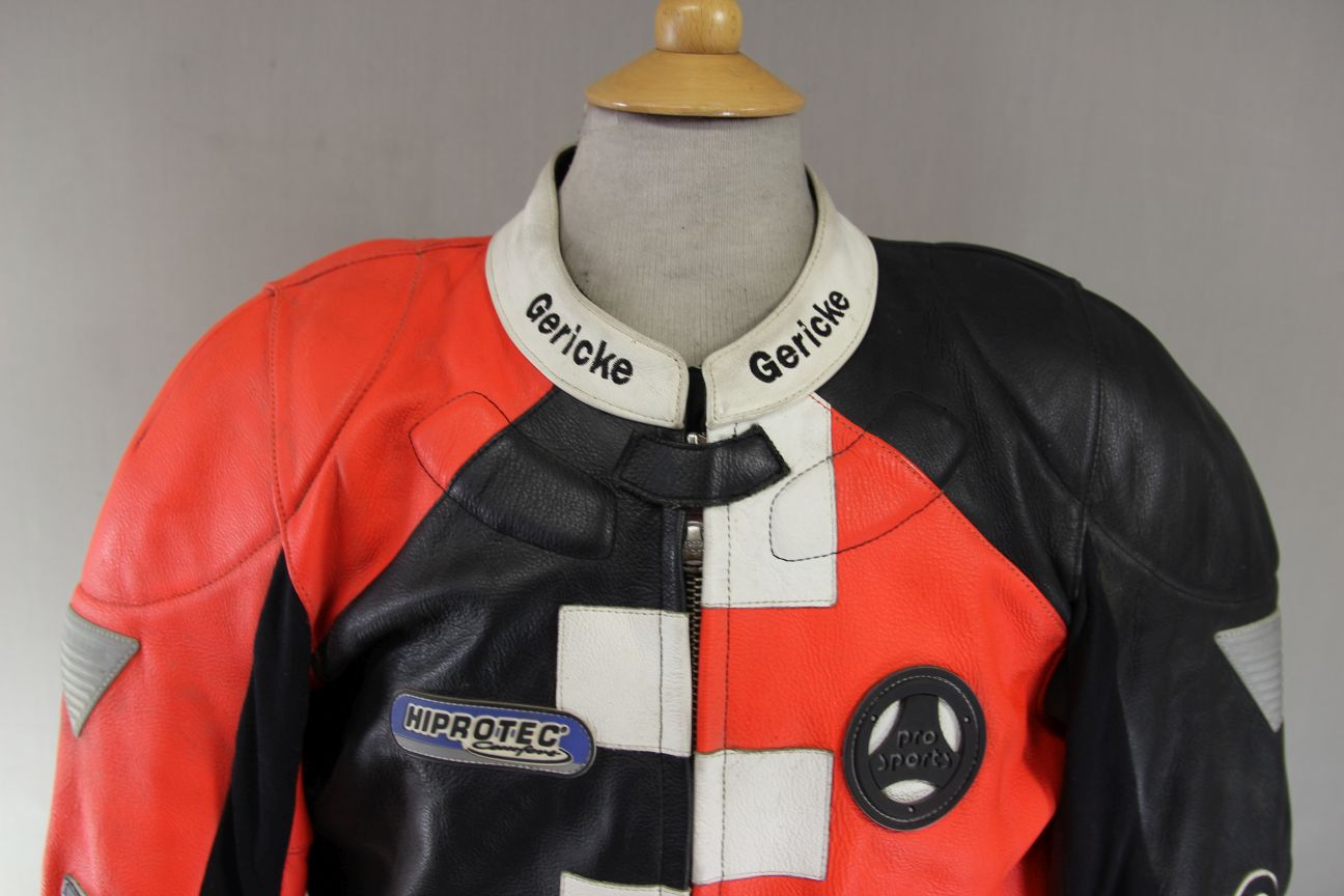 HEIN GERICKE PRO SPORTS LEATHER BIKER JACKET WITH HIPROTEC CE ARMOUR 42-44 INCH