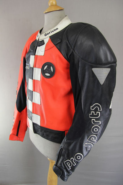 HEIN GERICKE PRO SPORTS LEATHER BIKER JACKET WITH HIPROTEC CE ARMOUR 42-44 INCH