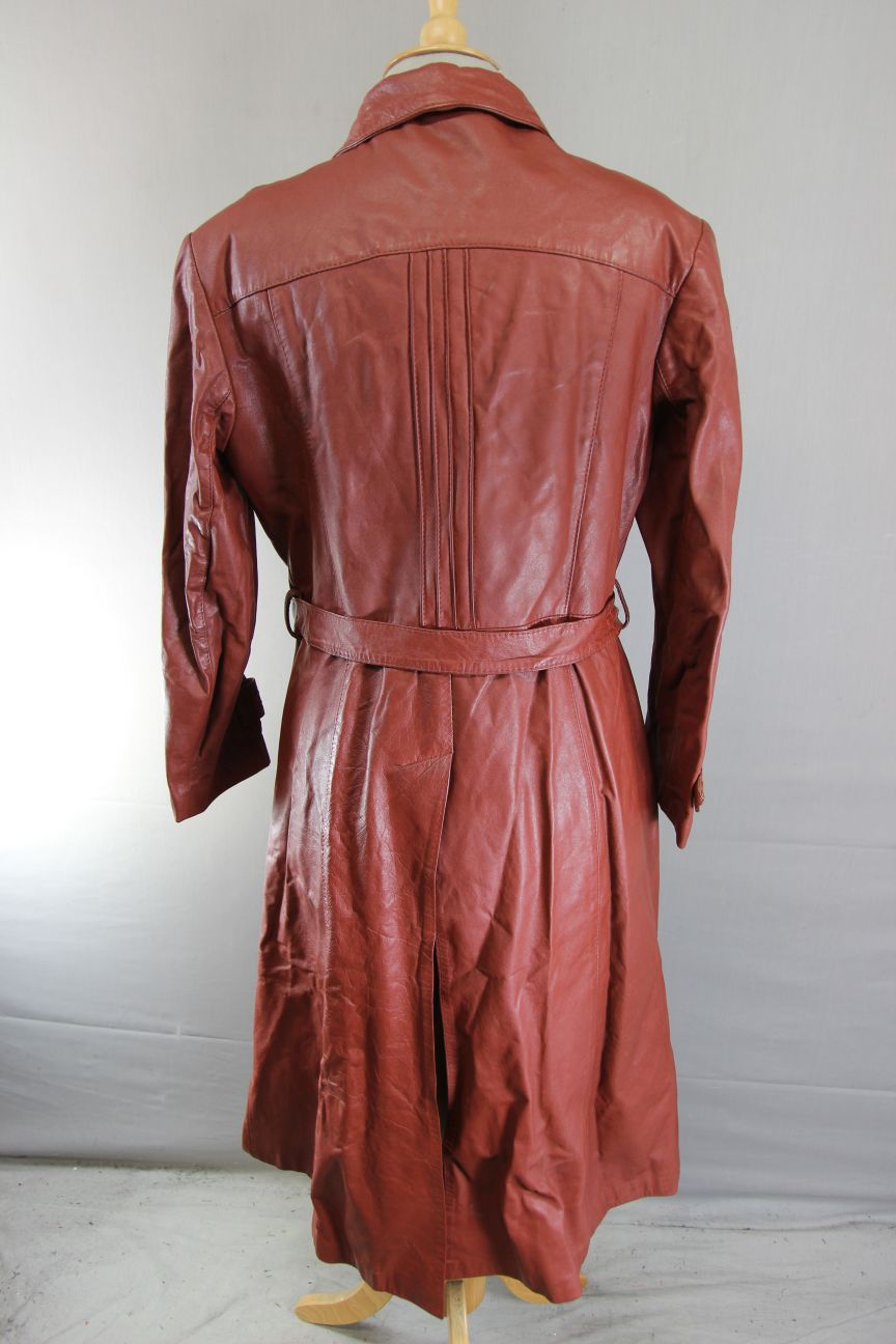 VINTAGE 70S BROWN SUEDE & LEATHERCRAFT LTD CLASSIC FULL LENGTH TRENCHCOAT 36-38"