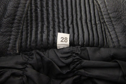 BELSTAFF BLACK LEATHER BIKER TROUSERS: WAIST 28 INCH/INSIDE LEG 32 INCH