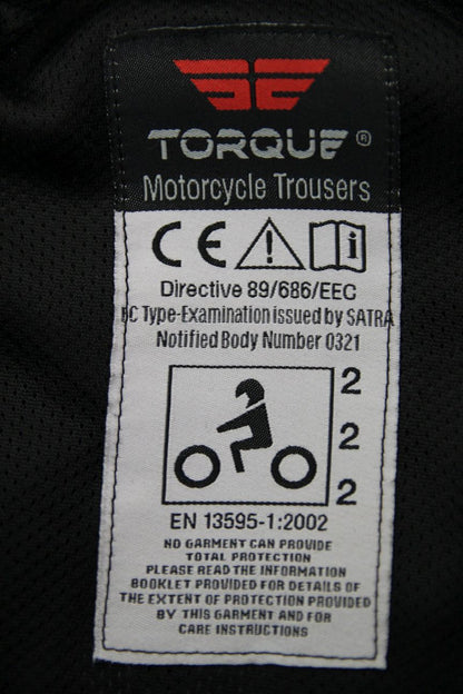 TORQUE BLACK LEATHER BIKER JEANS/TROUSERS + HIP/KNEE ARMOUR: WAIST 36"/LEG 29"
