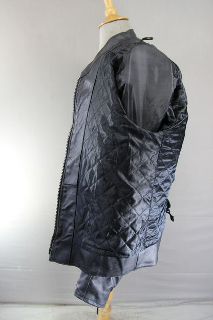 RIDEX BLACK & ORANGE LEATHER BIKER JACKET + BACK/SHOULDER/ELBOW CE ARMOUR 40IN/M