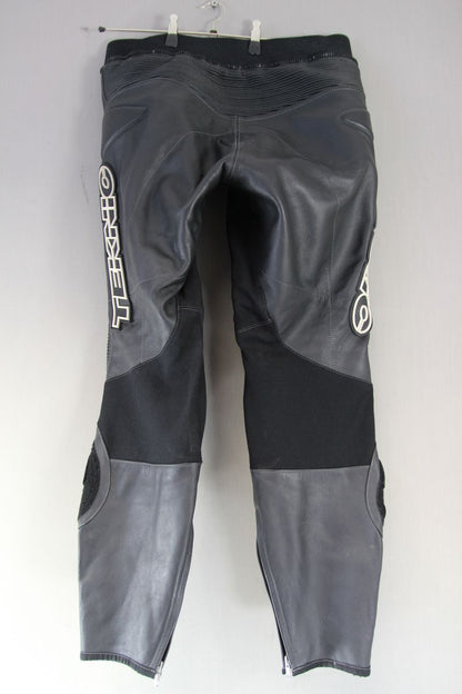 TEKNIC LEATHER BIKER TROUSERS + ARMOUR/KNEE SLIDERS: WAIST 36-38"/INSIDE LEG 31"
