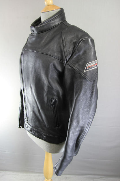 CLASSIC SWIFT LEATHERS BLACK BIKER JACKET 38 INCH
