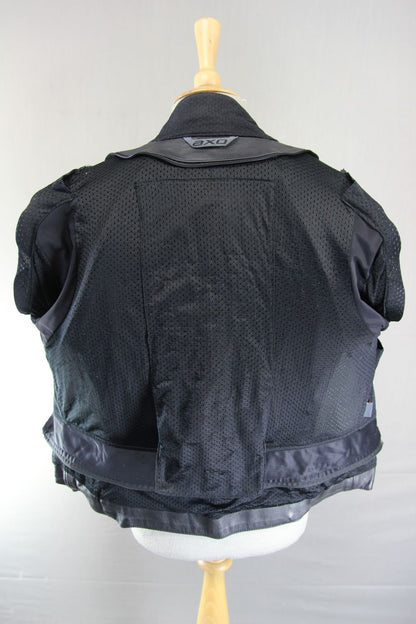AXO SPORT BLACK & SILVER LEATHER BIKER JACKET + SHOULDER & ELBOW CE ARMOUR 38 IN