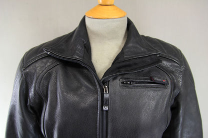 RST BLACK LEATHER BIKER JACKET + REMOVABLE SHOULDER & ELBOW KNOX CE ARMOUR SZ 10
