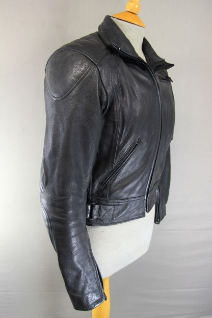 RST BLACK LEATHER BIKER JACKET + REMOVABLE SHOULDER & ELBOW KNOX CE ARMOUR SZ 10