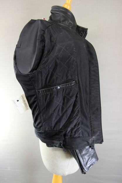 RST BLACK LEATHER BIKER JACKET + REMOVABLE SHOULDER & ELBOW KNOX CE ARMOUR SZ 10