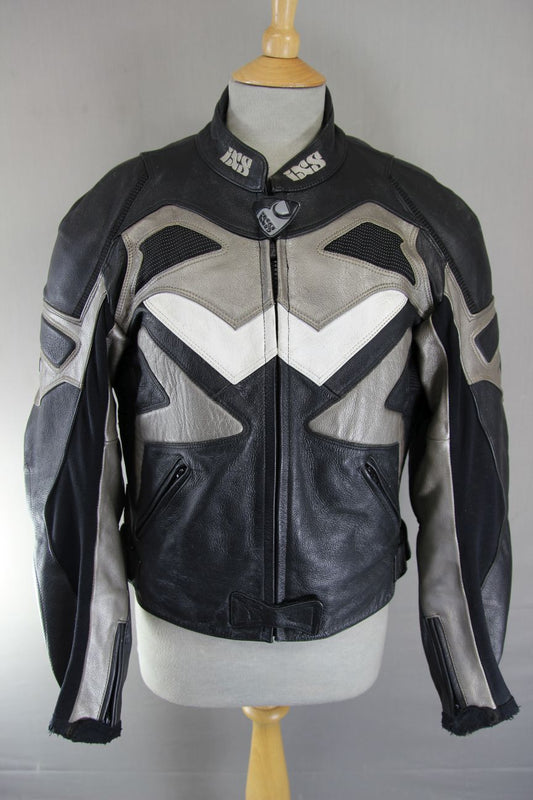 IXS LEATHER BIKER JACKET + SHOULDER & ELBOW CE ARMOUR & THERMAL LINING 36-38 IN