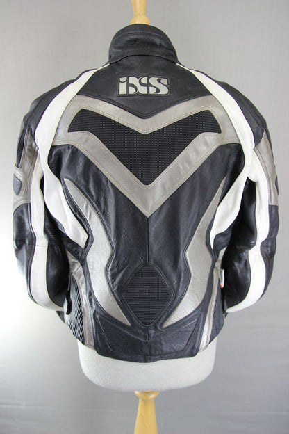 IXS LEATHER BIKER JACKET + SHOULDER & ELBOW CE ARMOUR & THERMAL LINING 36-38 IN