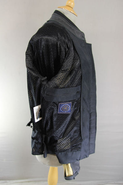 RK SPORTS LADIES BLACK & BEIGE LEATHER BIKER JACKET 38 INCH/MEDIUM