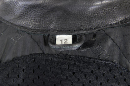 BELSTAFF BLACK LEATHER BIKER JACKET: SIZE 12  34-36 INCH CHEST